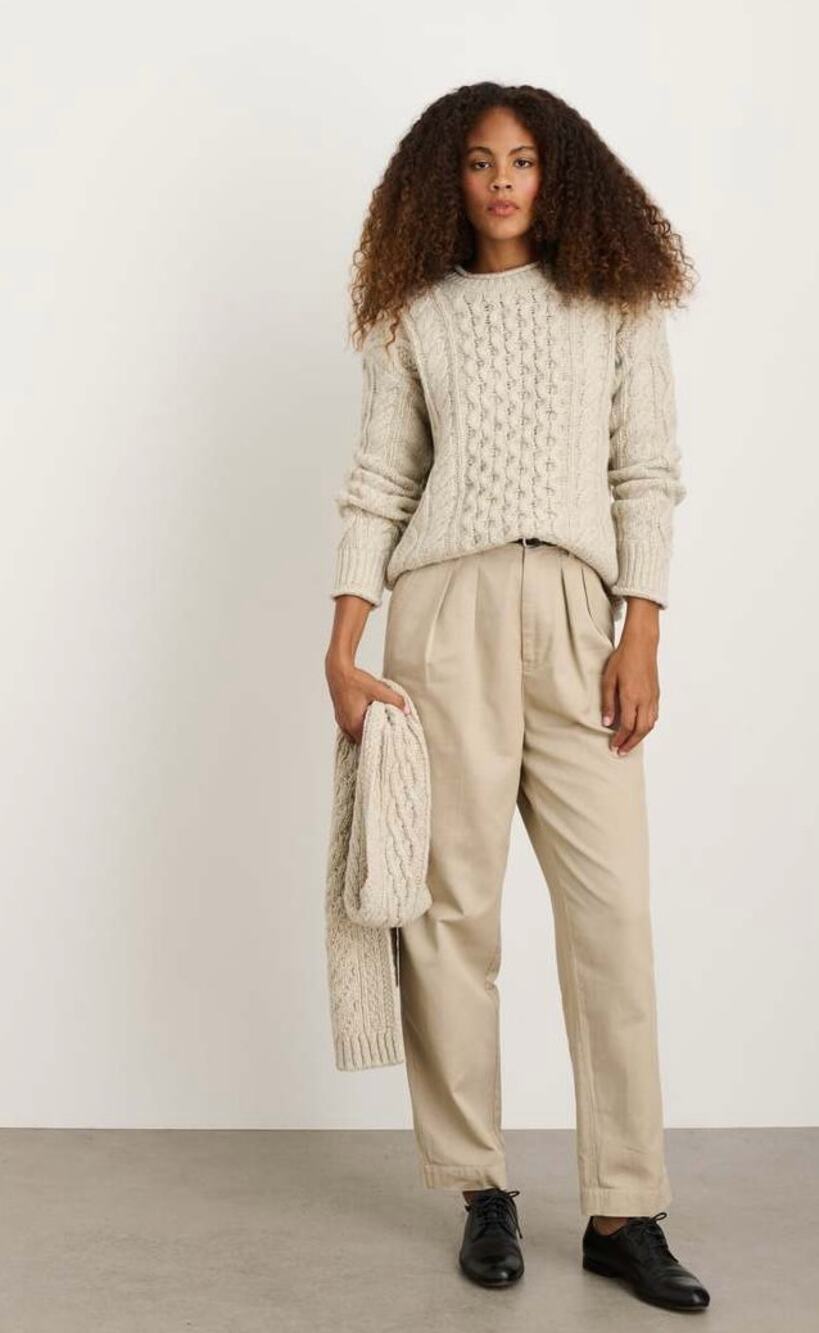 Alex Mill Catskill Weekend Fisherman Sweater in Barley size M